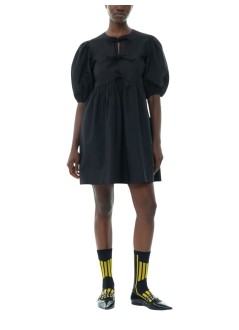 ganni dress womancotton poplin tie string mini dress - f9005 099
