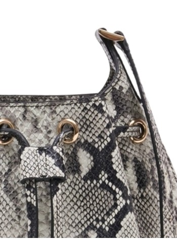 anine bing crossbody mujer mini alana bucket bag - a1311077mtl75 white black 2