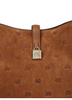 karl lagerfeld handbag womank/autograph padlock hobo suede - b1w30105 1ur