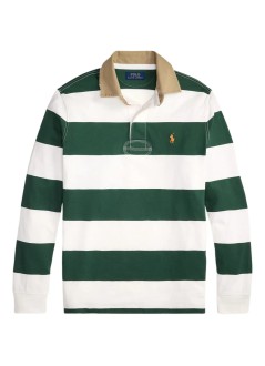 polo ralph lauren polo manknit-rugby-pullover - 710p05317004 grass green trophy cream