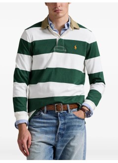 polo ralph lauren polo manknit-rugby-pullover - 710p05317004 grass green trophy cream
