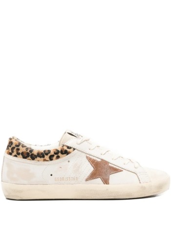 golden goose sneaker womansuper star leather upper horsy leo printed collar suede sta - gwf01042f008167 83260