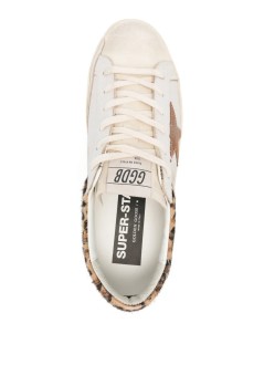 golden goose sneaker womansuper star leather upper horsy leo printed collar suede sta - gwf01042f008167 83260