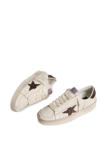 golden goose sneaker mujer stardan leather upper toe and tongue glitter star and heel - gwf00128f007939 10318 2
