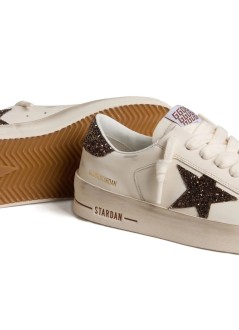golden goose sneaker mujer stardan leather upper toe and tongue glitter star and heel - gwf00128f007939 10318