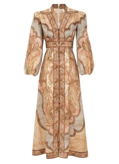 zimmermann vestido mujer wanderlust plunge midi dress - 5753drs262 tpml
