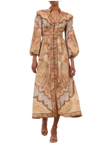 zimmermann vestido mujer wanderlust plunge midi dress - 5753drs262 tpml 2