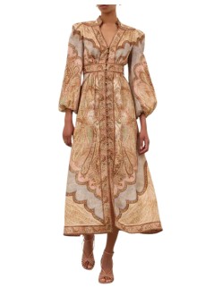 zimmermann vestido mujer wanderlust plunge midi dress - 5753drs262 tpml