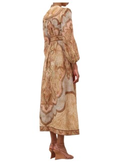 zimmermann vestido mujer wanderlust plunge midi dress - 5753drs262 tpml