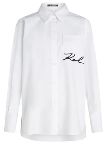 karl lagerfeld shirt womansignature pocket poplin shirt - b1w11013 100