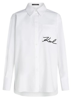 karl lagerfeld shirt womansignature pocket poplin shirt - b1w11013 100