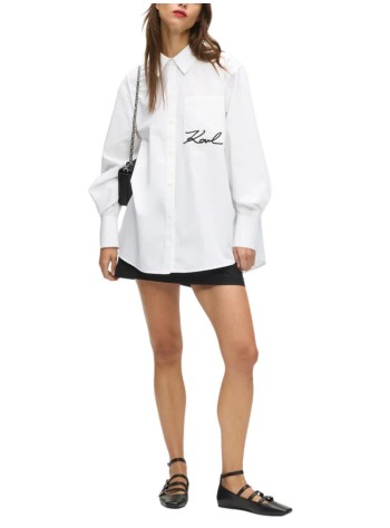 karl lagerfeld shirt womansignature pocket poplin shirt - b1w11013 100 2