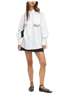 karl lagerfeld shirt womansignature pocket poplin shirt - b1w11013 100