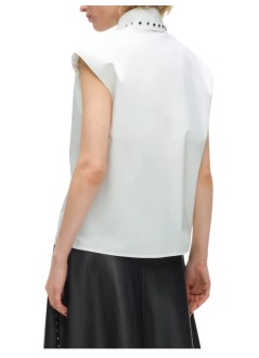 karl lagerfeld shirt womanstud detail poplin shirt - b1w11017 100