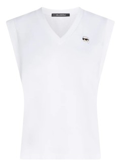 karl lagerfeld top womanikon v-neck tank - b1w17036 100