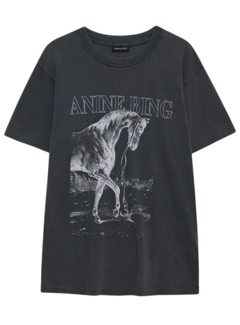 anine bing top mujer lili tee horse - a0811713wbl1 washed black