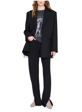 anine bing top mujer lili tee horse - a0811713wbl1 washed black 2