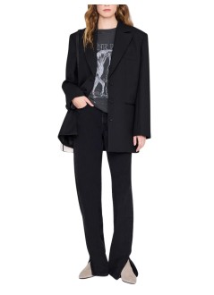 anine bing top womanlili tee horse - a0811713wbl1 washed black
