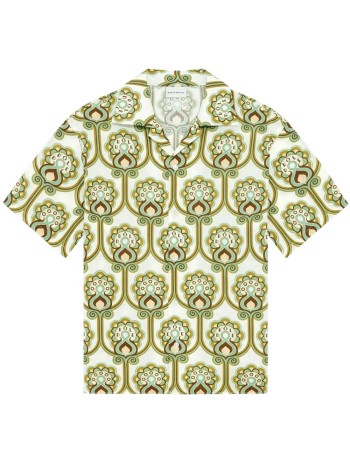 drôle de monsieur camiseria hombre chemise lin tapisserie florale - jsh228li012gn green