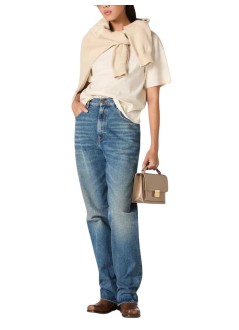 golden goose top womanstar/ unisex relaxed fit t-shirt/ cotton jersey/ vintage tr - gup01873p002421 11616
