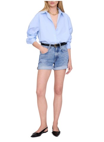 anine bing pantalon corto mujer heath short - a0511428whd33 washed blue 2