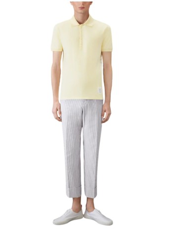 thom browne polo hombre short sleeve rib cuff polo w/ engineered 4 bar stripe in cl - mjp110p00050 740 2