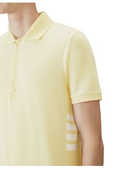 thom browne polo hombre short sleeve rib cuff polo w/ engineered 4 bar stripe in cl - mjp110p00050 740