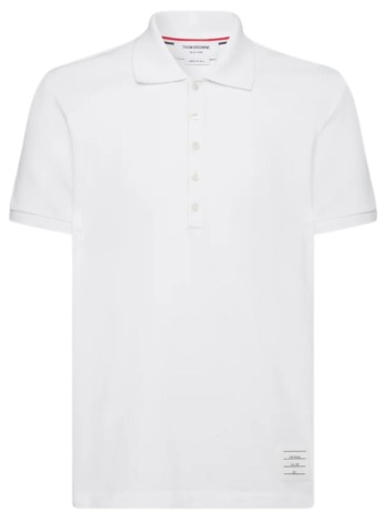 thom browne polo hombre short sleeve rib cuff polo w/ engineered 4 bar stripe in cl - mjp110p00050 100