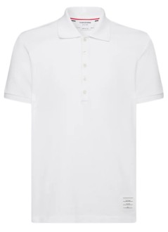 thom browne polo hombre short sleeve rib cuff polo w/ engineered 4 bar stripe in cl - mjp110p00050 100