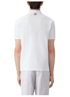 thom browne polo hombre short sleeve rib cuff polo w/ engineered 4 bar stripe in cl - mjp110p00050 100