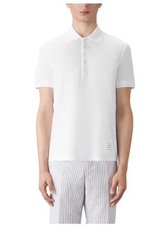thom browne polo hombre short sleeve rib cuff polo w/ engineered 4 bar stripe in cl - mjp110p00050 100