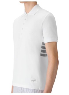 thom browne polo hombre short sleeve rib cuff polo w/ engineered 4 bar stripe in cl - mjp110p00050 100