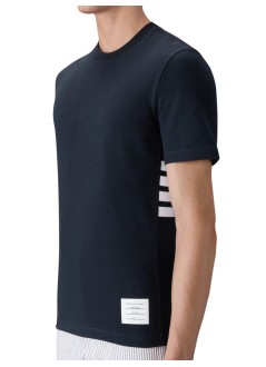 thom browne camiseta hombre short sleeve tee w/ engineered 4 bar stripe in classic piqu - mjs123a00050 415