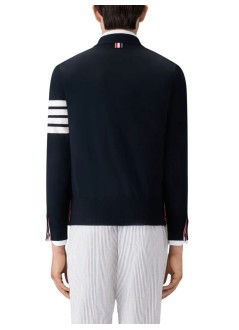 thom browne punto hombre classic v-neck cardigan in fine merino wool w/ 4bar stripes - mkc002ay1014 415