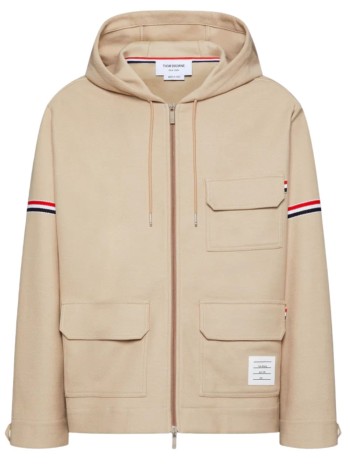 thom browne outerwear hombre oversized zip up parka in double face tech twill + eng rwb - mjt567aj0250 260