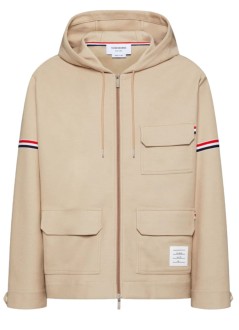 thom browne outerwear hombre oversized zip up parka in double face tech twill + eng rwb - mjt567aj0250 260