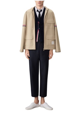 thom browne outerwear hombre oversized zip up parka in double face tech twill + eng rwb - mjt567aj0250 260 2