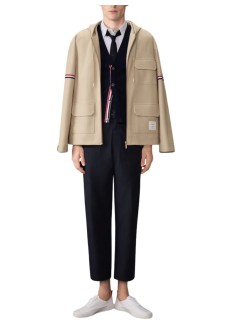 thom browne outerwear hombre oversized zip up parka in double face tech twill + eng rwb - mjt567aj0250 260