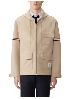 thom browne outerwear hombre oversized zip up parka in double face tech twill + eng rwb - mjt567aj0250 260