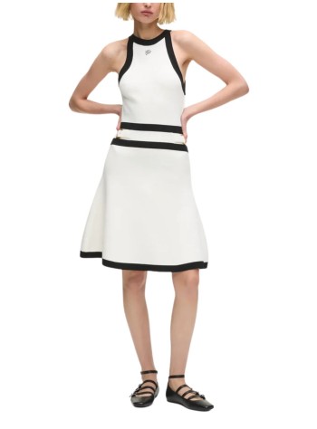 karl lagerfeld dress womanbelt detail knit dress - b1w13004 101 2