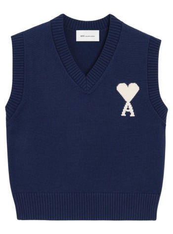 ami outerwear hombre quota -sleeveless v neck sweater with contrasted ami de coe - uks860kn0156 a116