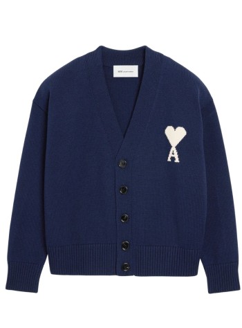 ami punto hombre quota -cardigan with contrasted ami de coeur - ukc380kn0156 a116