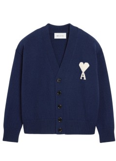 ami punto hombre quota -cardigan with contrasted ami de coeur - ukc380kn0156 a116