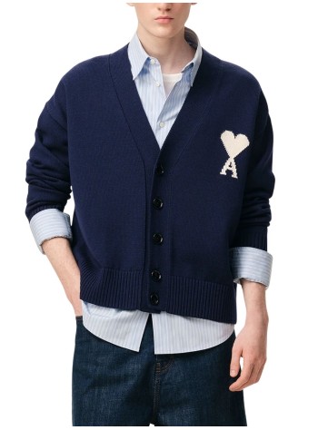 ami punto hombre quota -cardigan with contrasted ami de coeur - ukc380kn0156 a116 2