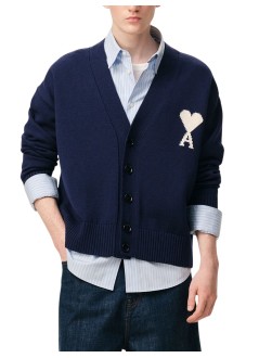 ami punto hombre quota -cardigan with contrasted ami de coeur - ukc380kn0156 a116