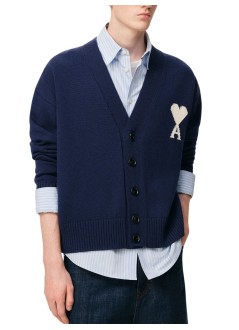 ami punto hombre quota -cardigan with contrasted ami de coeur - ukc380kn0156 a116