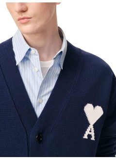 ami punto hombre quota -cardigan with contrasted ami de coeur - ukc380kn0156 a116