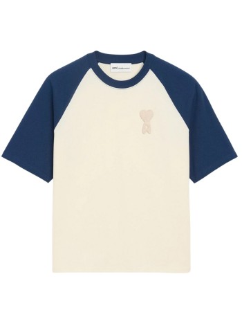 ami t-shirt manshort sleeves boxy fit teeshirt with ami de coeur knitted p - uts379726 a027