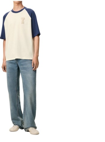 ami t-shirt manshort sleeves boxy fit teeshirt with ami de coeur knitted p - uts379726 a027 2