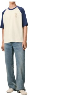 ami camiseta hombre short sleeves boxy fit teeshirt with ami de coeur knitted p - uts379726 a027